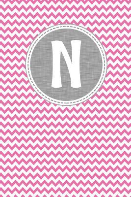 Download N: Pink Chevron Pattern with Grey Circular Nameplate Dashed Border and White Personalized Initial Monogram Journal - Positive Mindset Personalized Press file in PDF