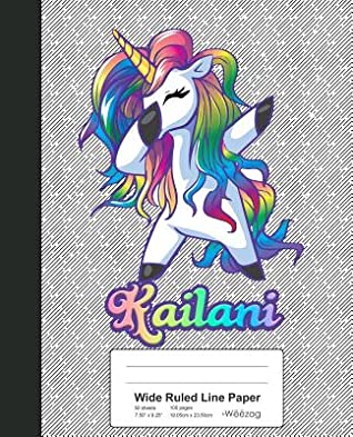 Download Wide Ruled Line Paper: KAILANI Unicorn Rainbow Notebook -  file in PDF